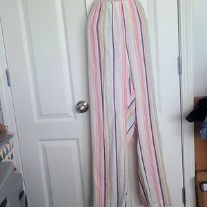 Linen Blend pants with button window pane accents